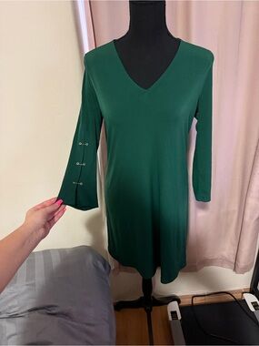 💐 Michael Kors Forest Green V-Neck Long Sleeve  Dress